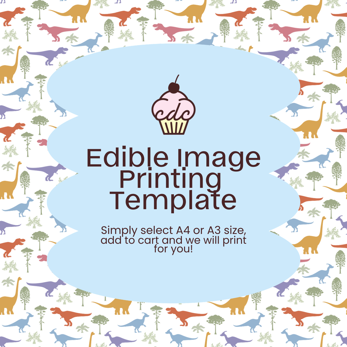 Dinosaur Pattern Edible Image Template