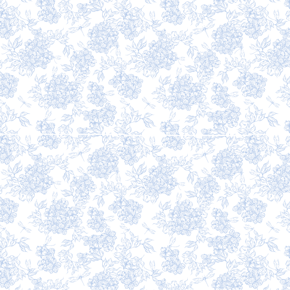 Blue Floral Edible Image Template
