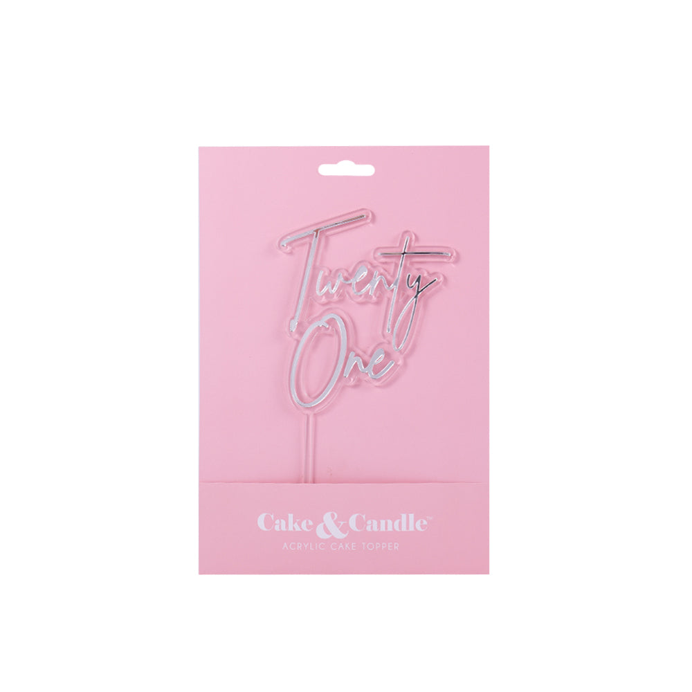 Twenty One Silver + Opaque Layered Cake Topper