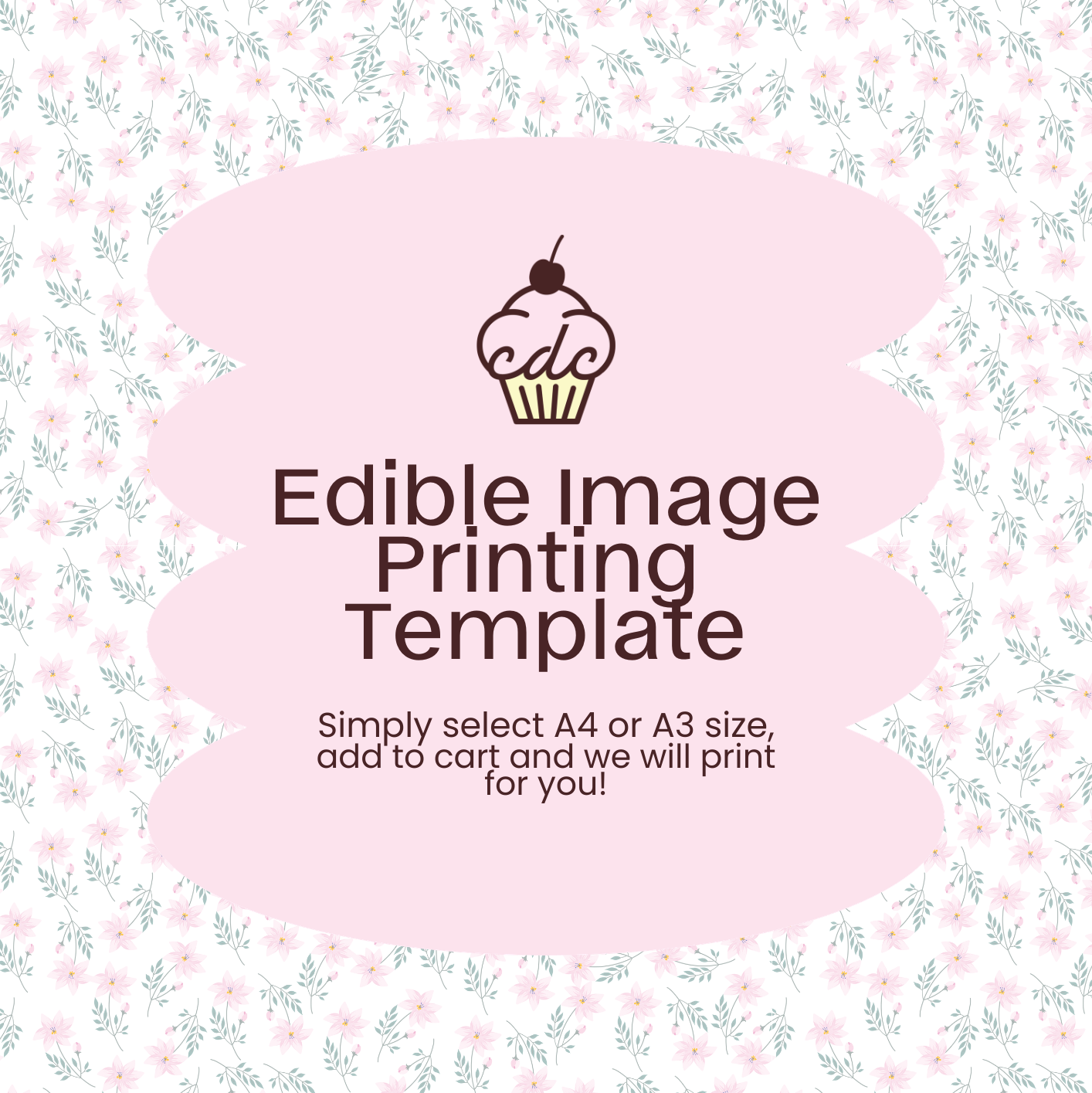 Pink Floral Edible Image Template