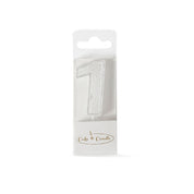 No 1 Mini Glitter White Candle