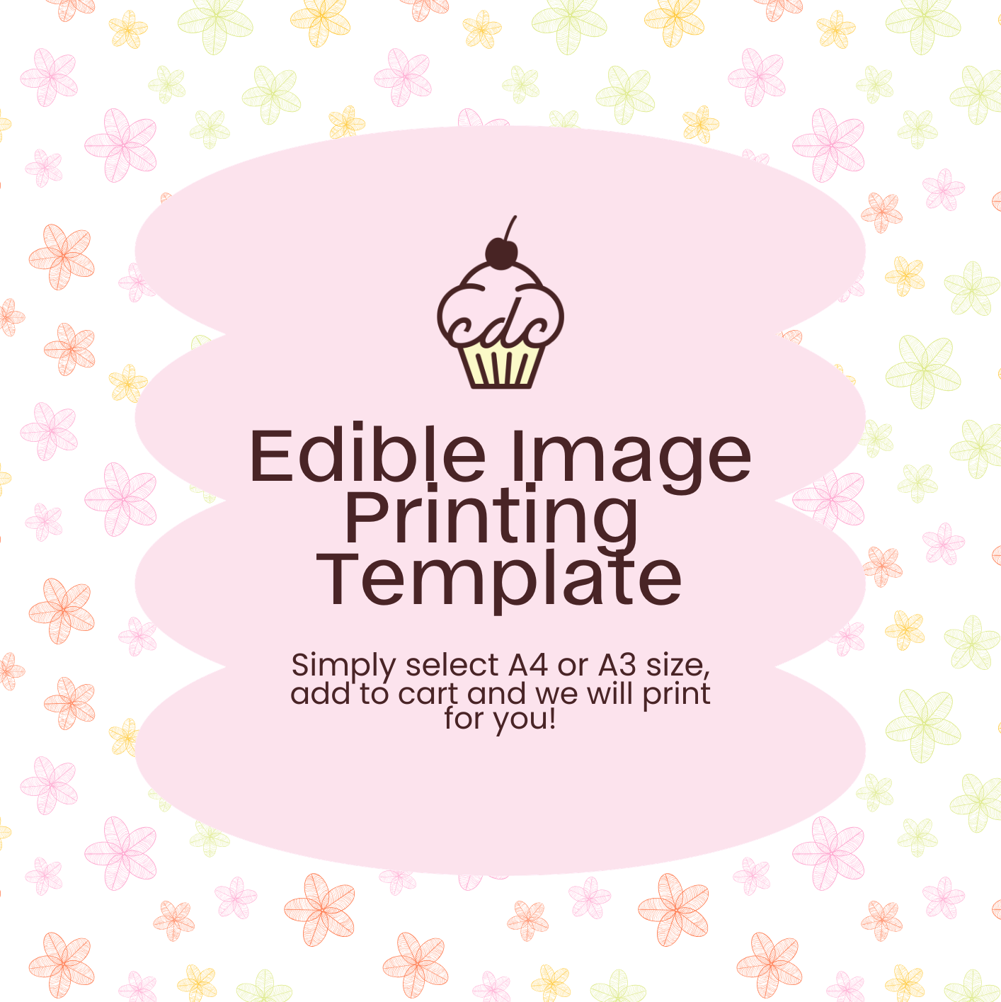 Tropical Flowers Pattern Edible Image Template
