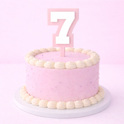 7 PINK+WHITE LAYERED ACRYLIC CAKE TOPPER