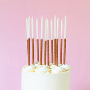 Rose Gold Glitter Dipped Candles 12 Pack