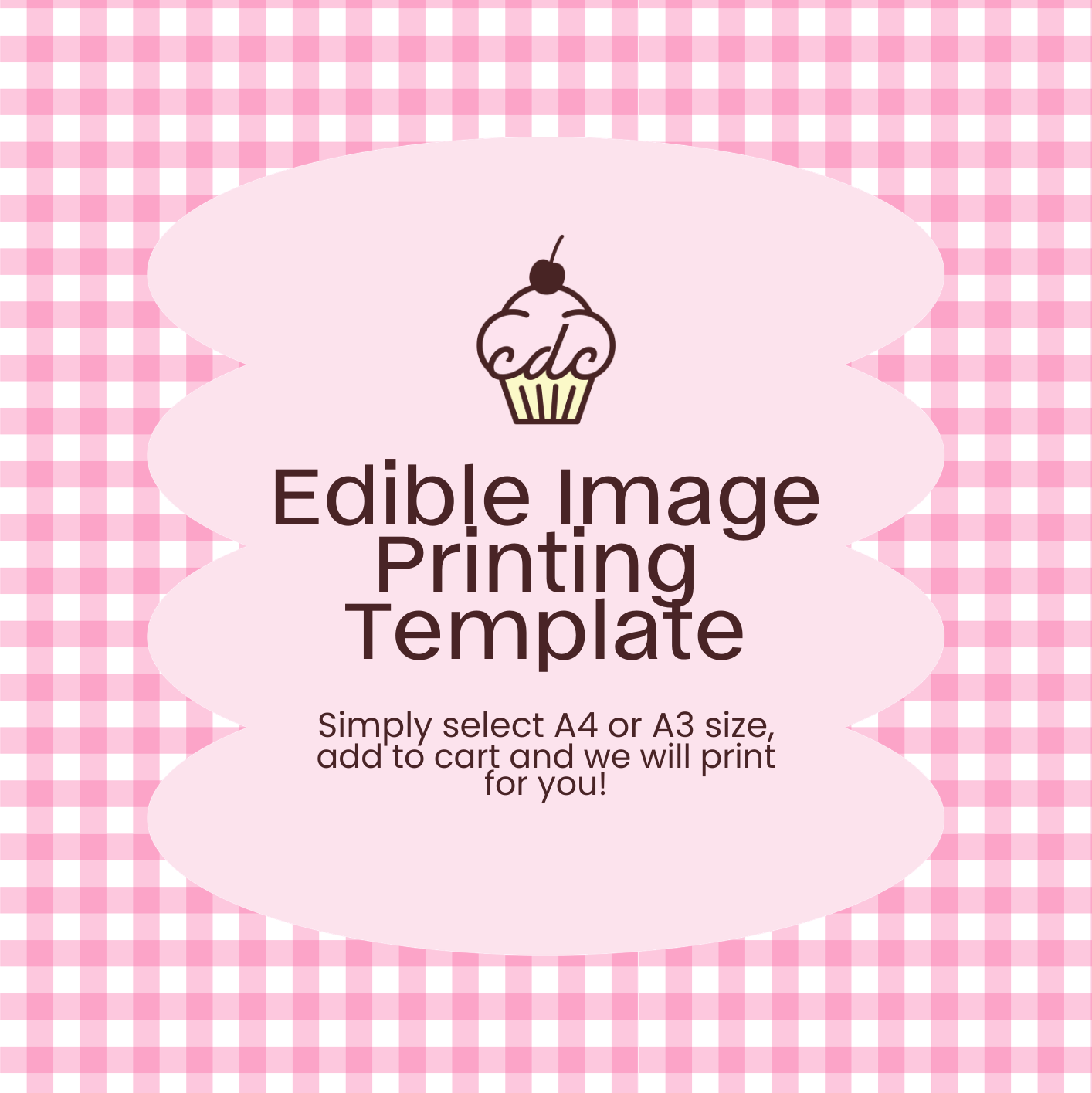 Pink Gingham Edible Image Template