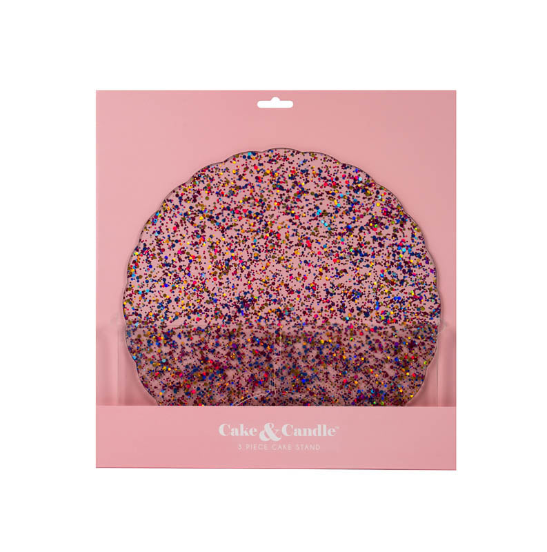 Plateau Gateau Glitter + Clear 3-Piece Cake Stand
