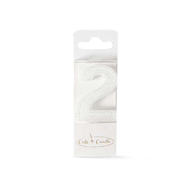 No 2 Mini Glitter White Candle