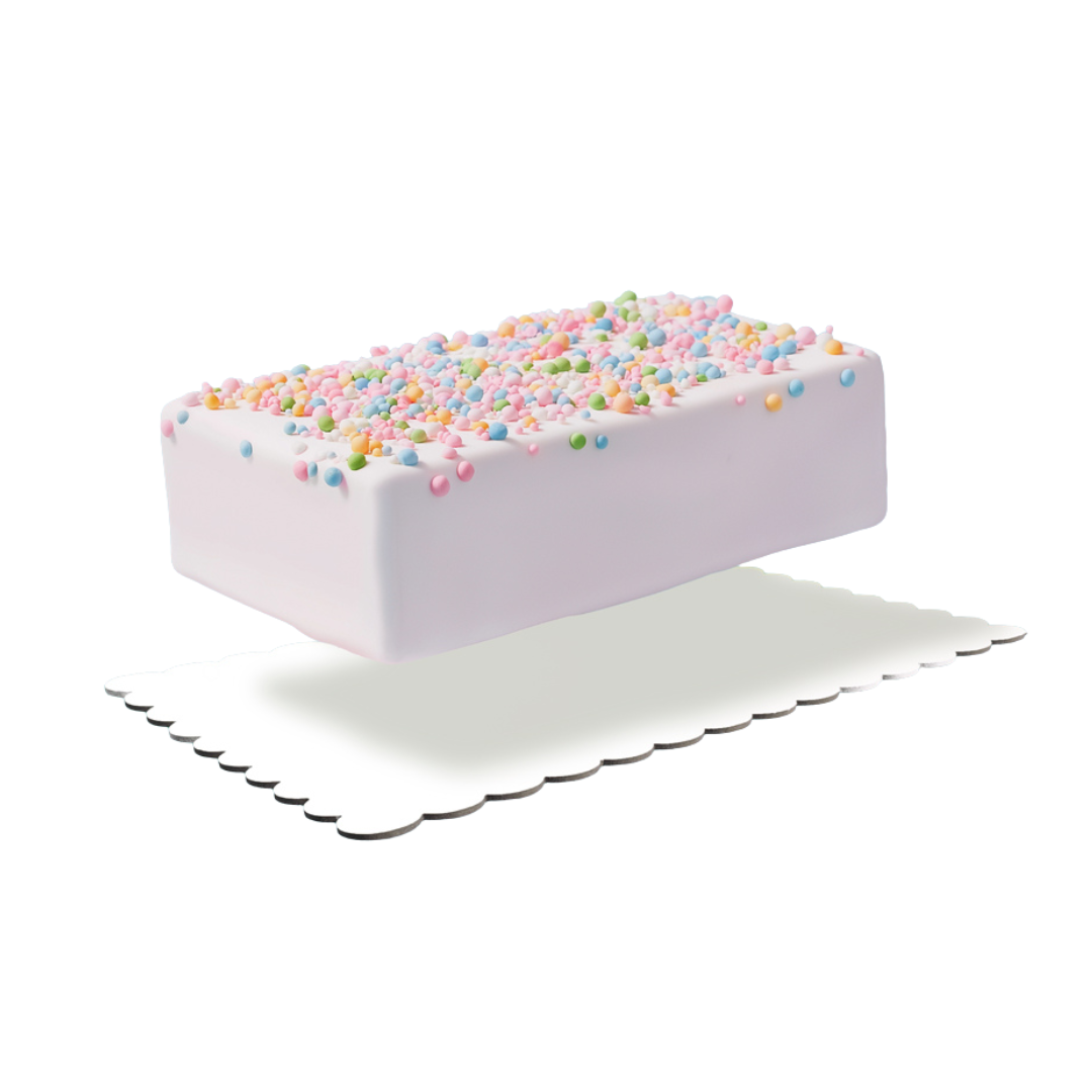 RECTANGLE WHITE & BLACK Dual-Colour Scalloped Cake Board