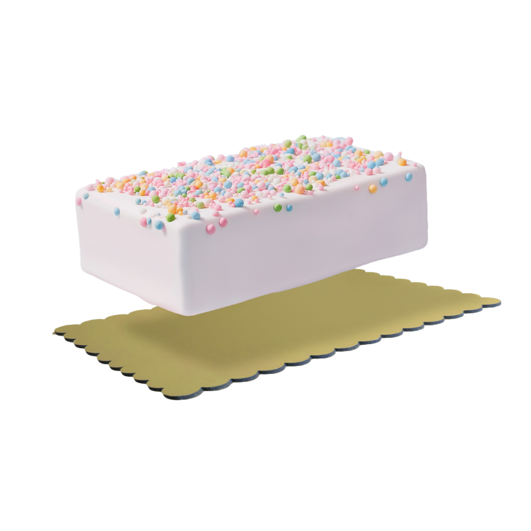 Gold + Silver Dual-Colour Scalloped Rectangle Cake Board