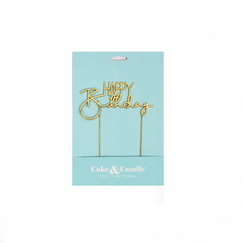 Happy Birthday Gold Metal Cake Topper (2)
