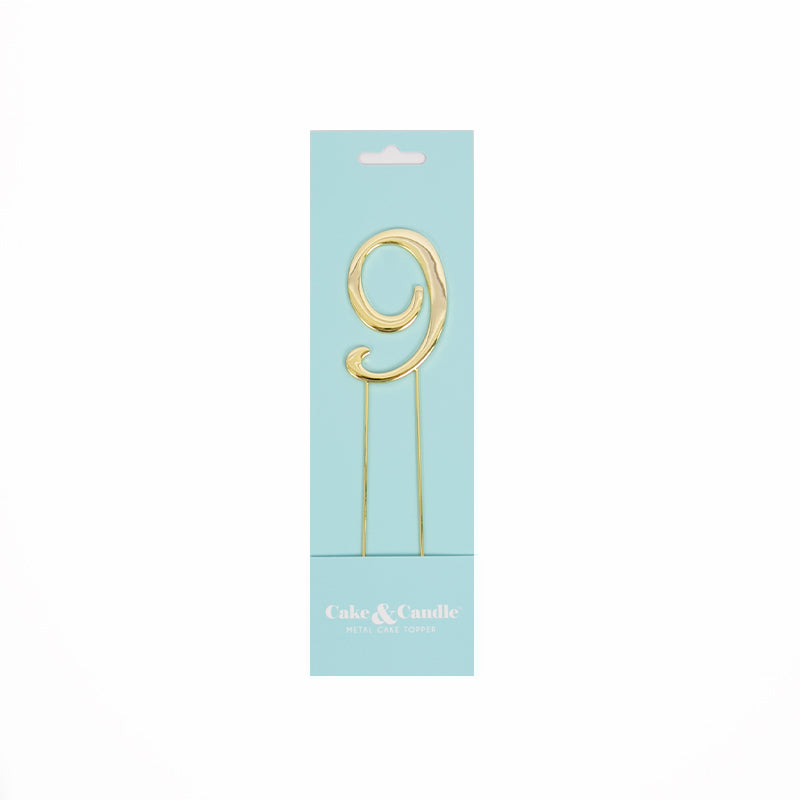Number 9 Gold Metal Cake Topper