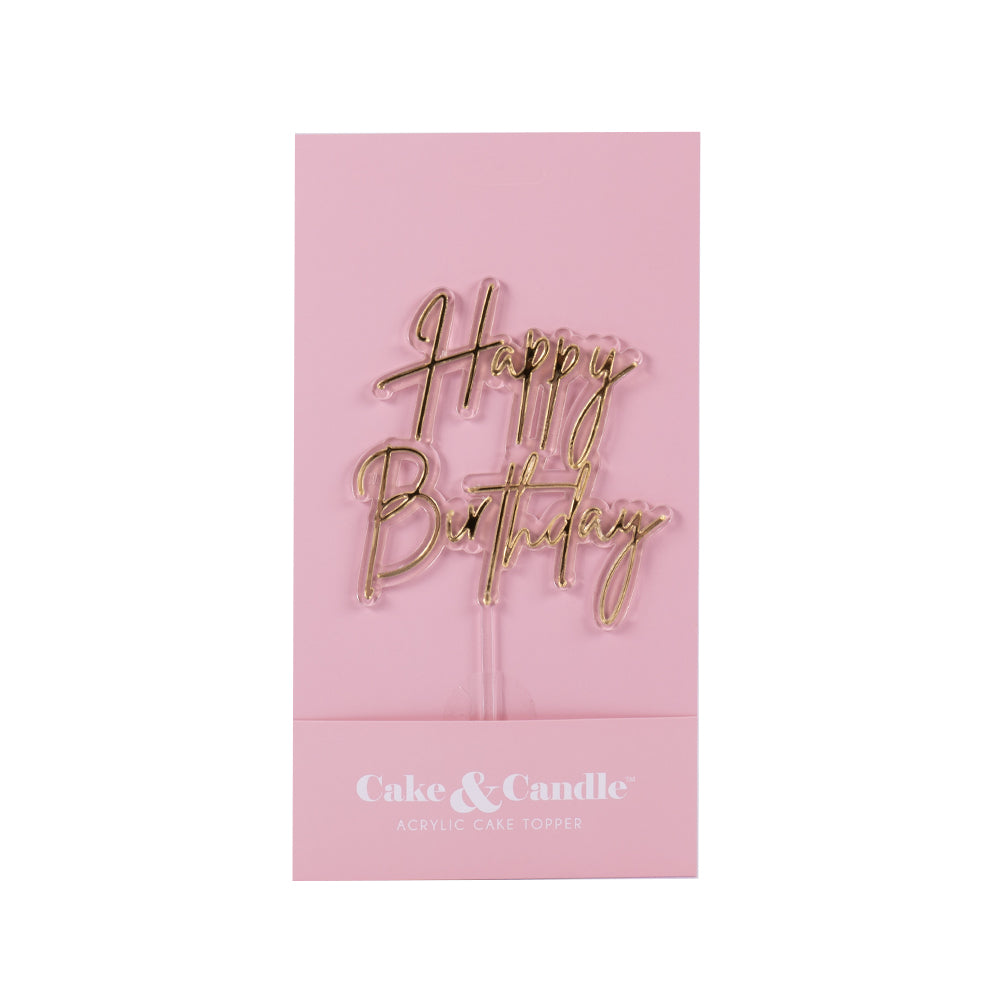 HAPPY BIRTHDAY GOLD + OPAQUE Layered Cake Topper