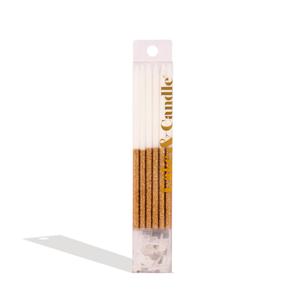 Gold Glitter Dipped Candles 12 Pack
