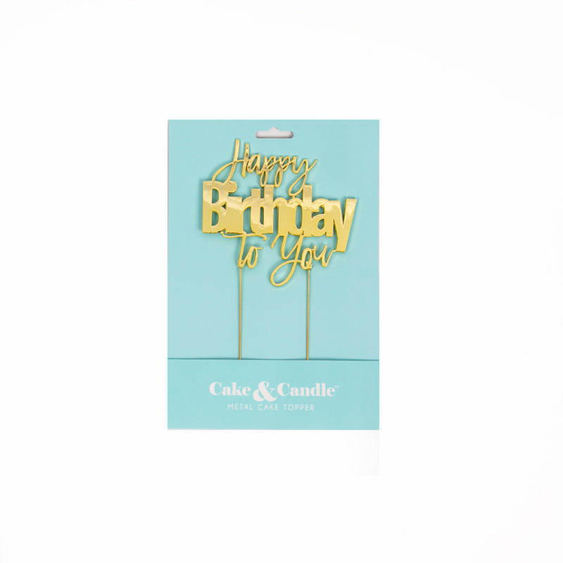 Happy Birthday To You Gold Metal Cake Topper