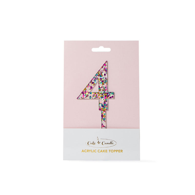 Rainbow Glitter 4 Cake Topper