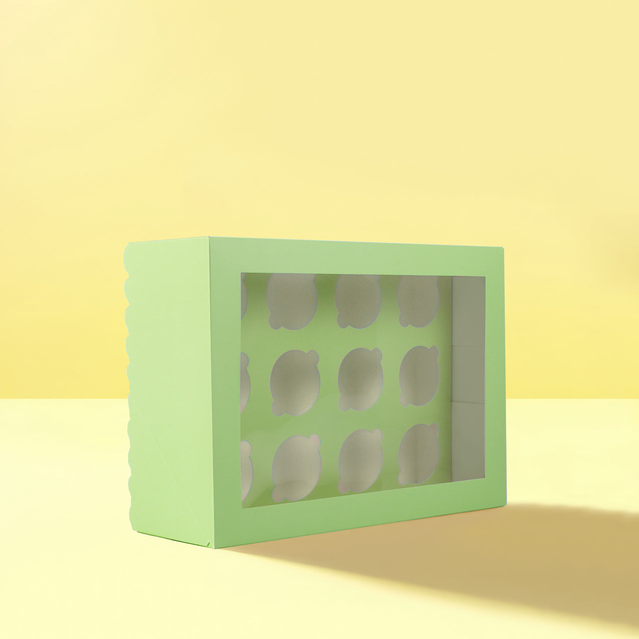 Scalloped Pastel Green 12 Cupcake Box - 5inch Tall