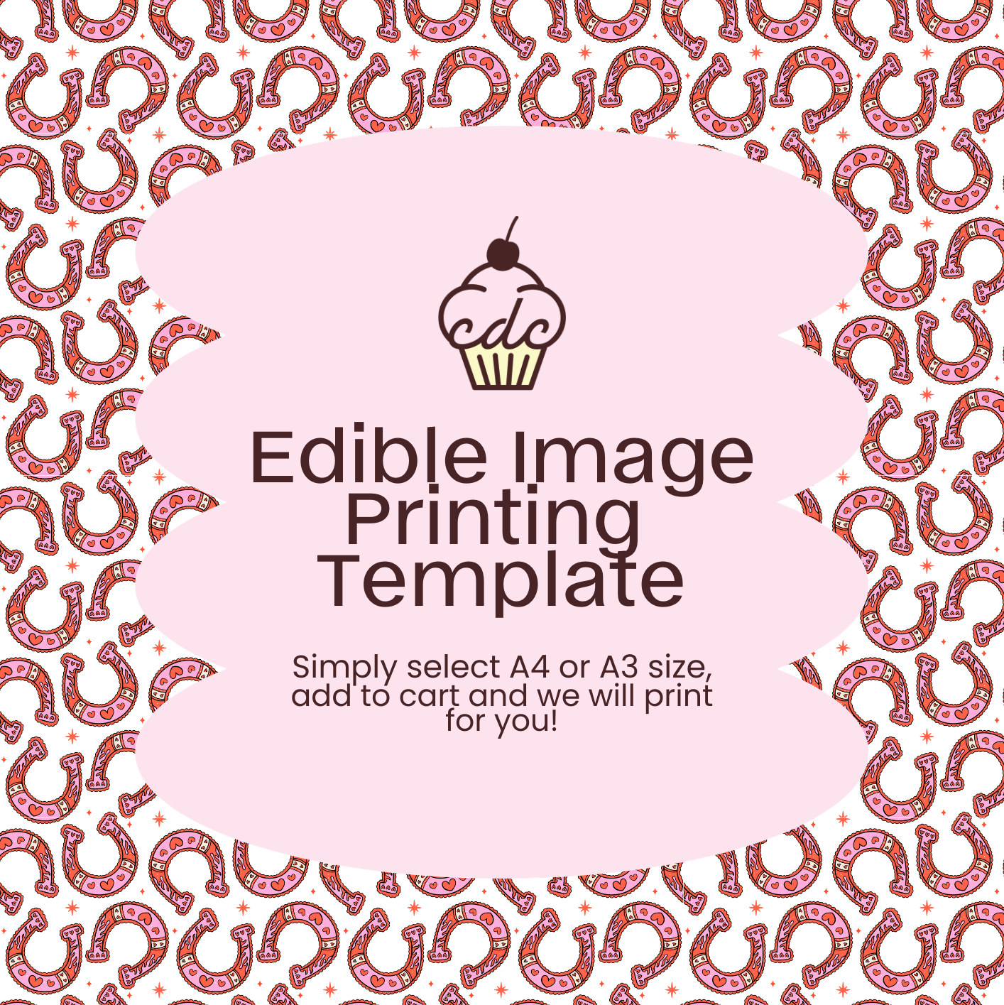 Pink Horseshoe Edible Image Template