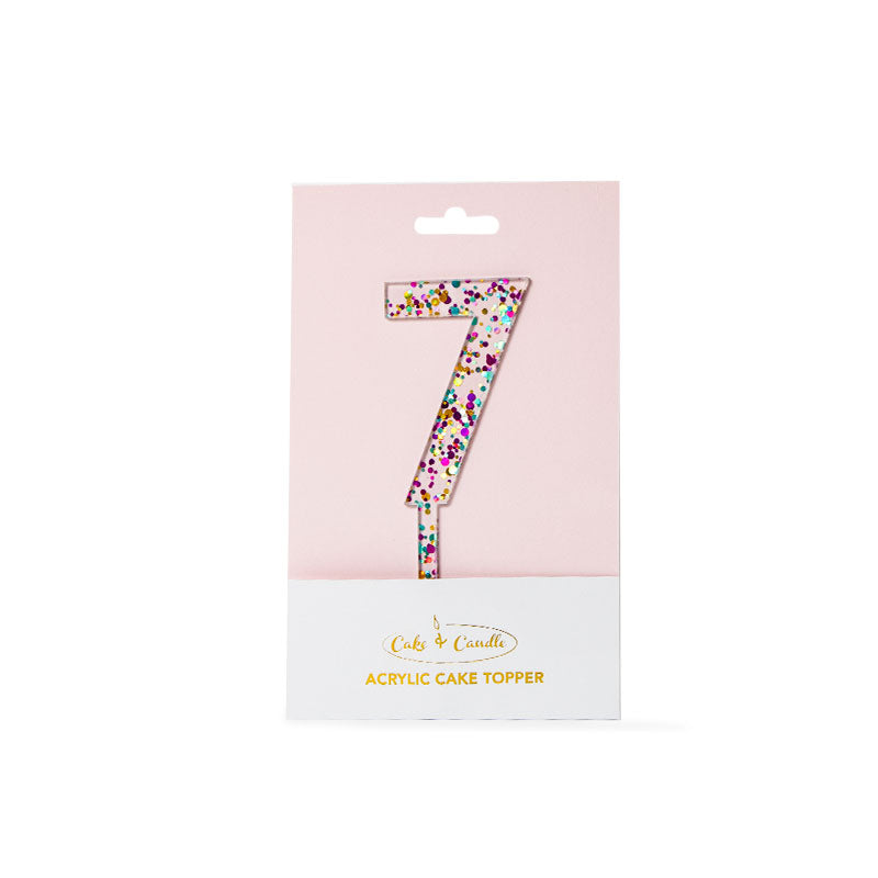 Rainbow Glitter 7 Cake Topper