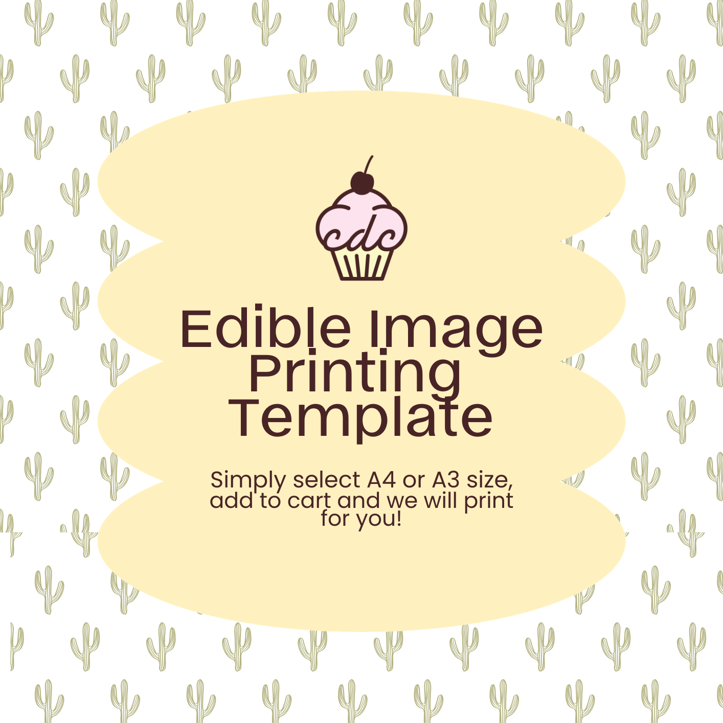 Green Cactus Edible Image Template