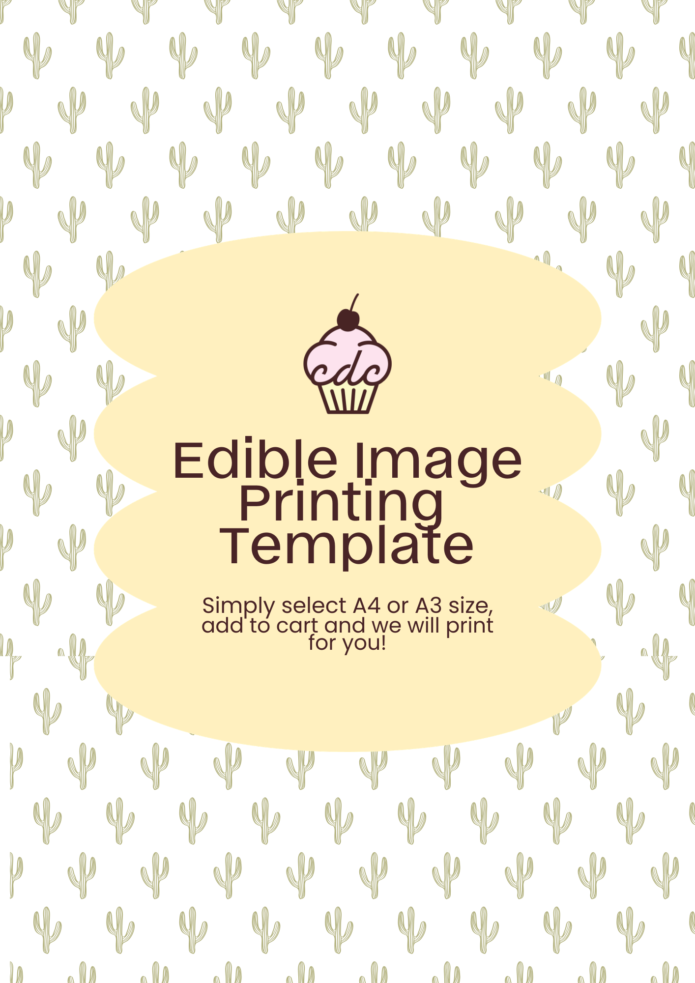 Green Cactus Edible Image Template