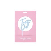 Twenty One Silver + Light Blue Layered Cake Topper