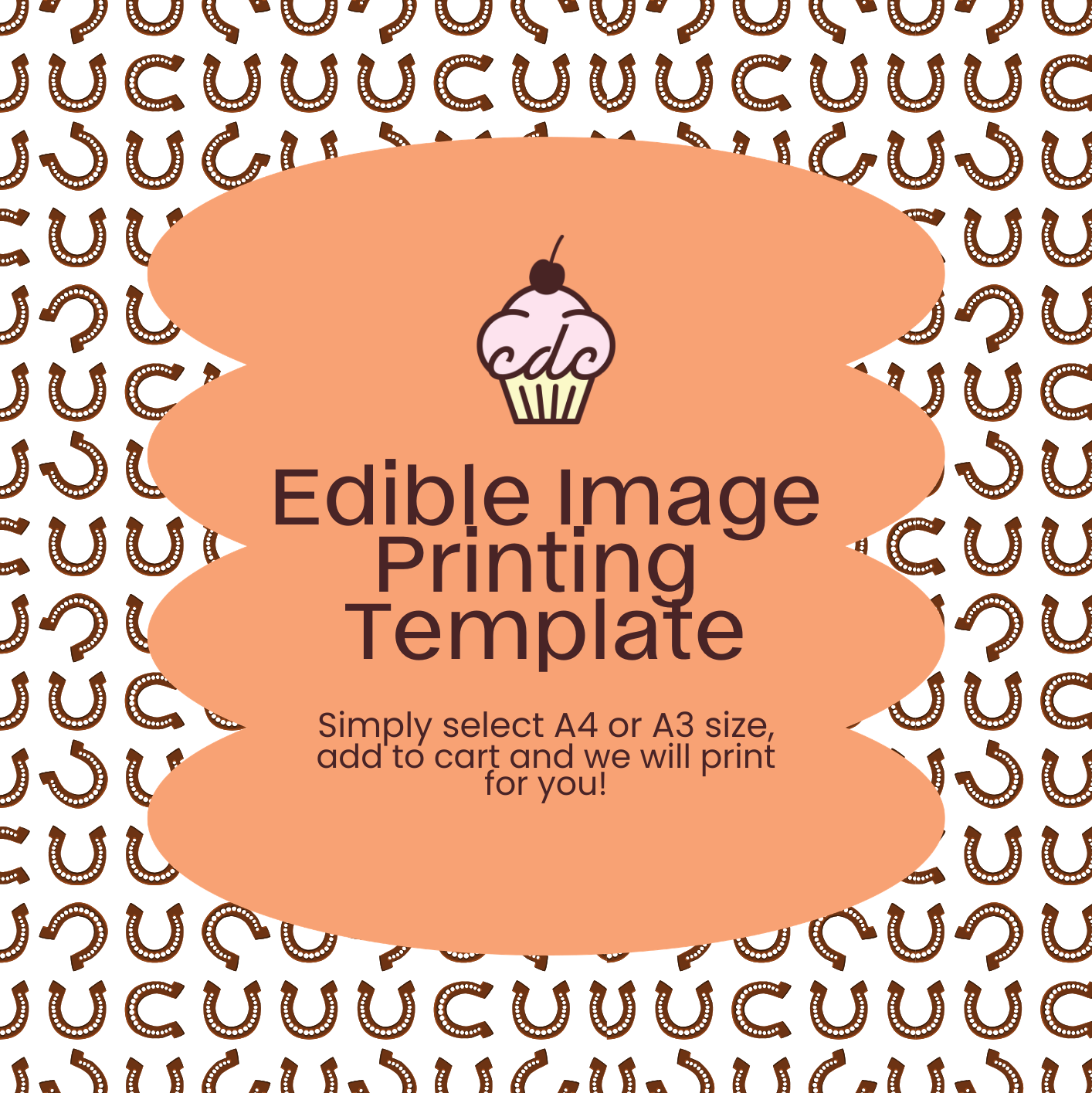 Brown Horseshoe Edible Image Template
