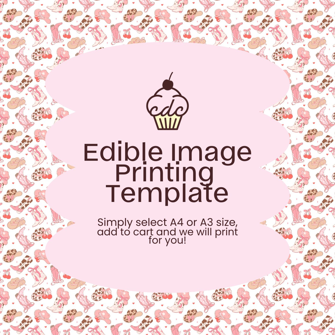 Pink Cowgirl Edible Image Template