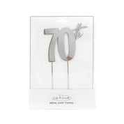 70th Silver Metal Cake Topper