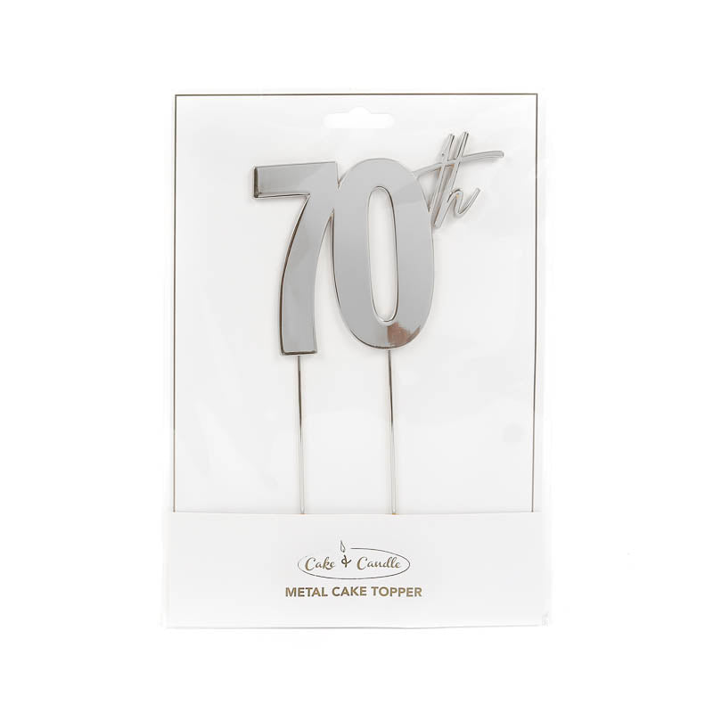 70th Silver Metal Cake Topper