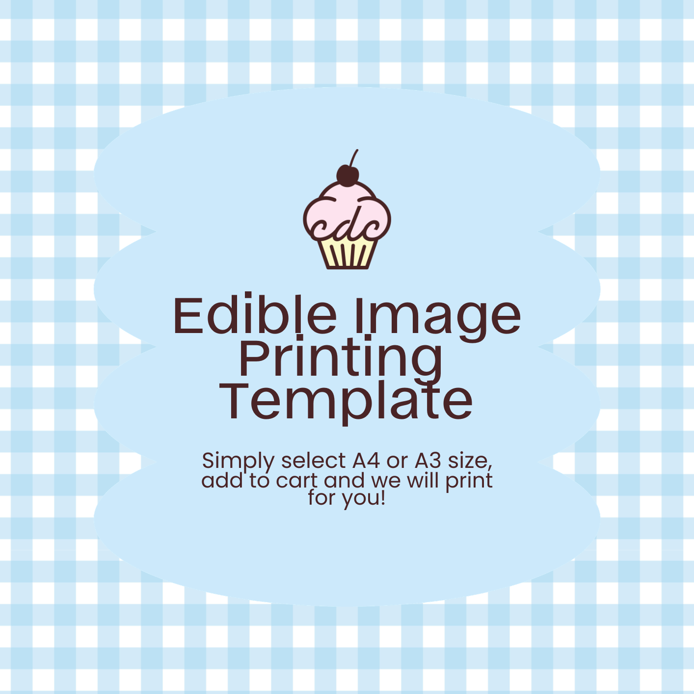 Blue Gingham Edible Image Template