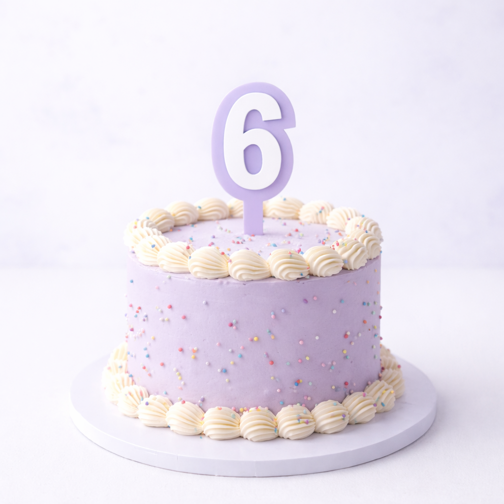 6 Lavender+White Layered Acrylic Cake Topper