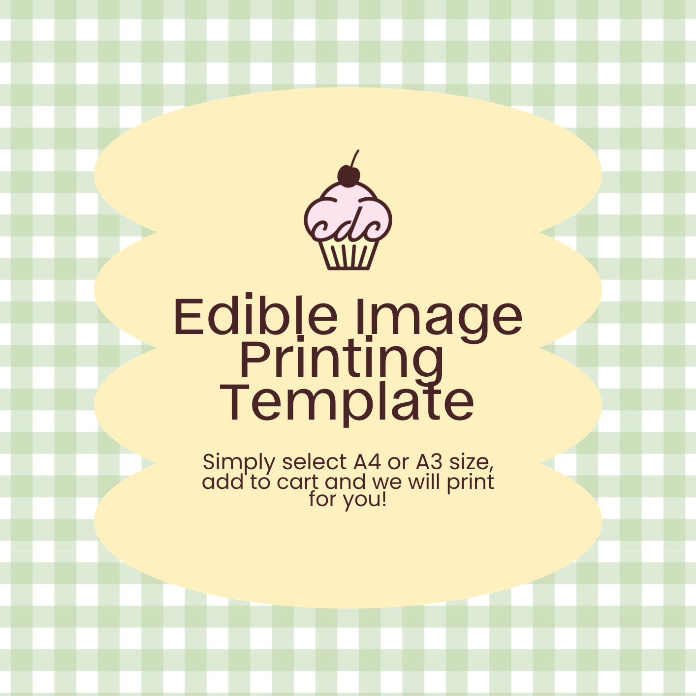 Mint Gingham Edible Image Template
