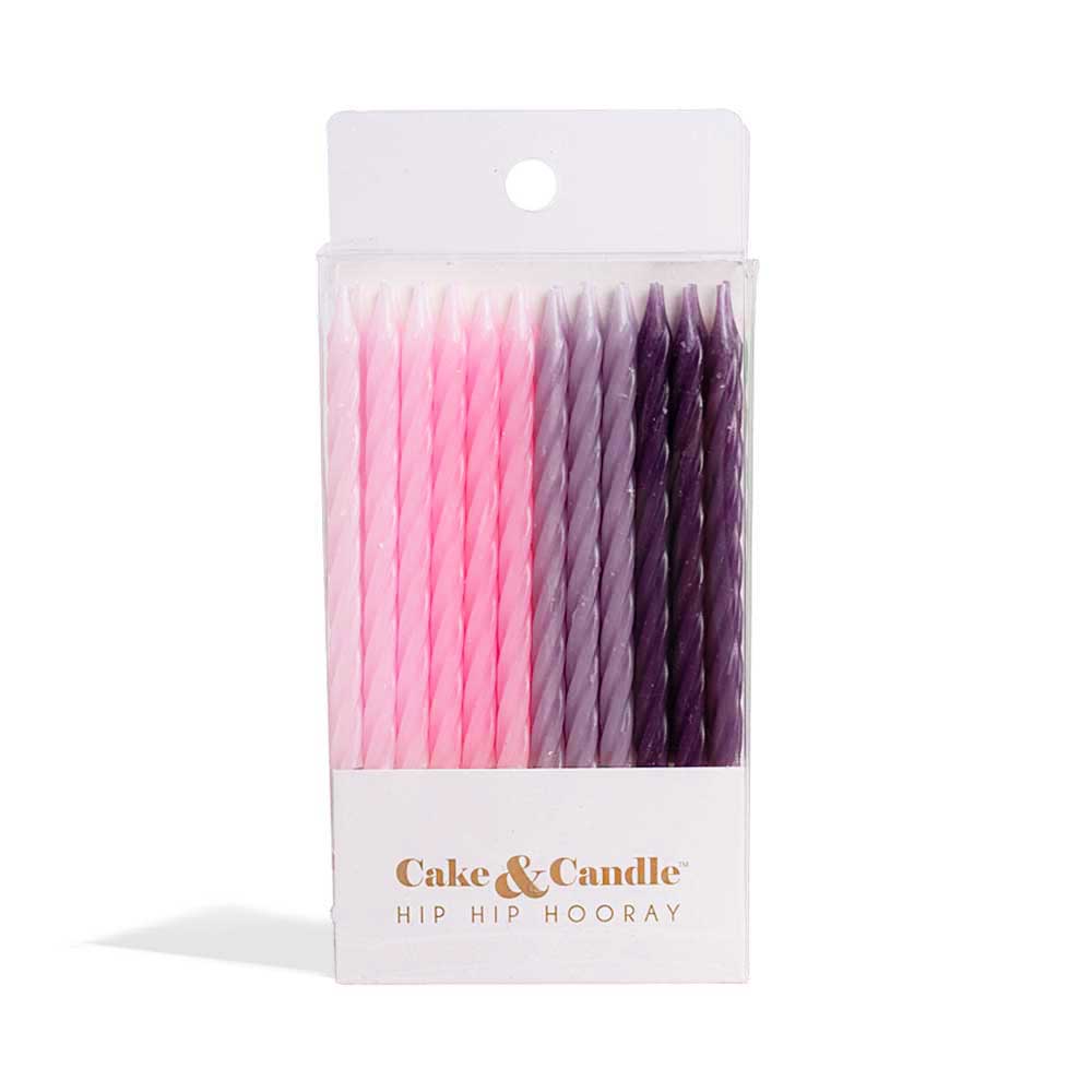 Pink to Purple Ombre Spiral Candles 24pk