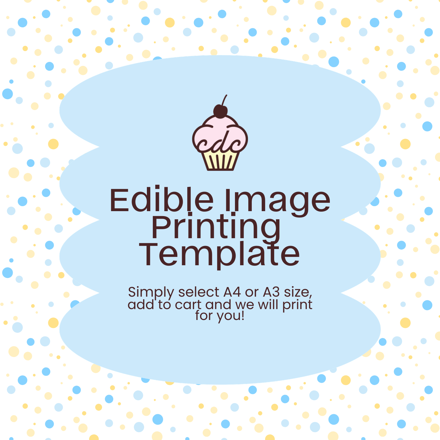Blue Yellow Dots Edible Image Template