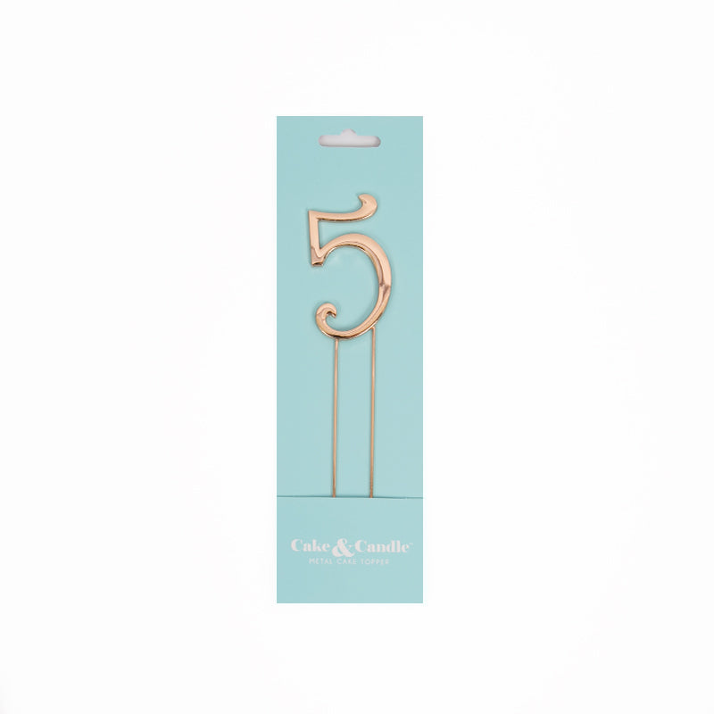 Number 5 ROSE GOLD Metal Cake Topper