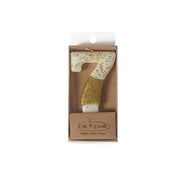 Number 7 Gold Dipped Candle 8cm