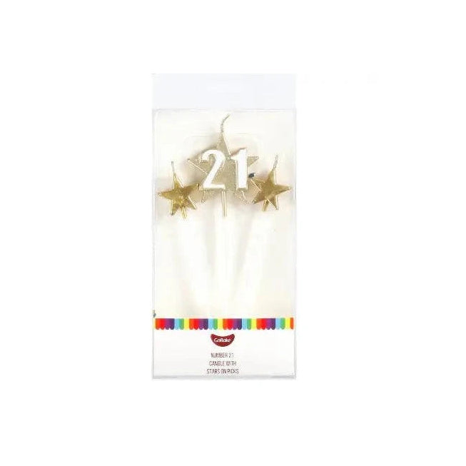 21 Gold Pick Star Candle Set