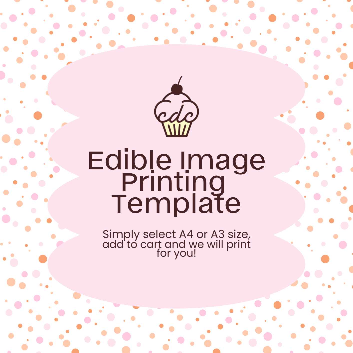 Pink Peach Dots Edible Image Template