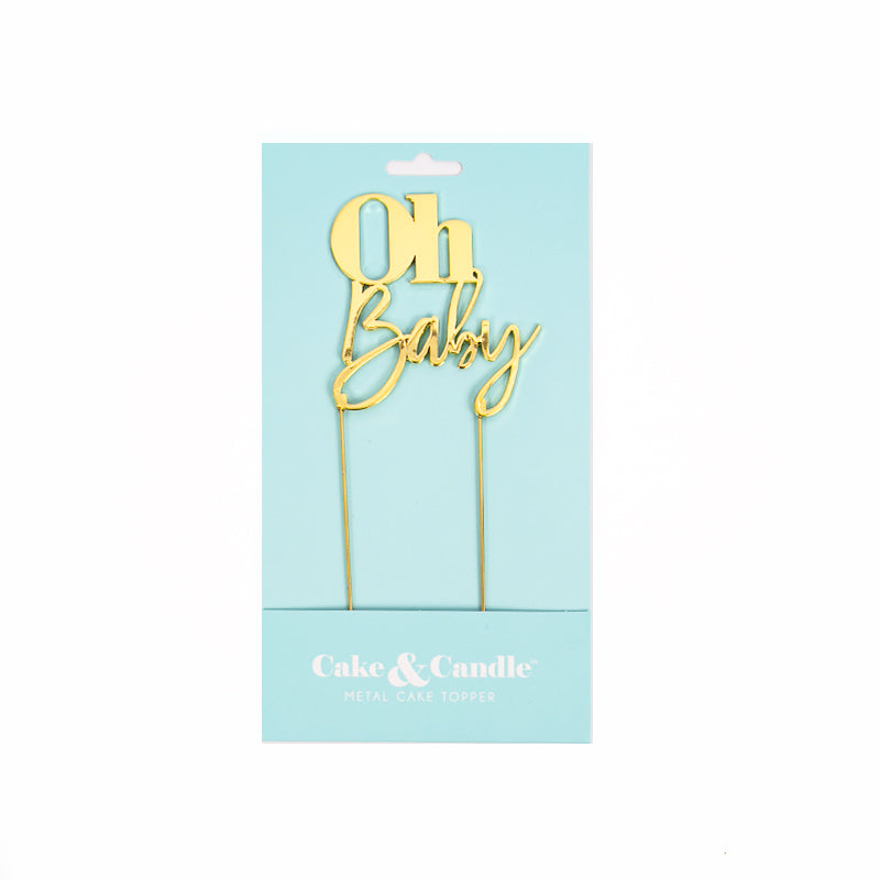 OH Baby Gold Metal Cake Topper