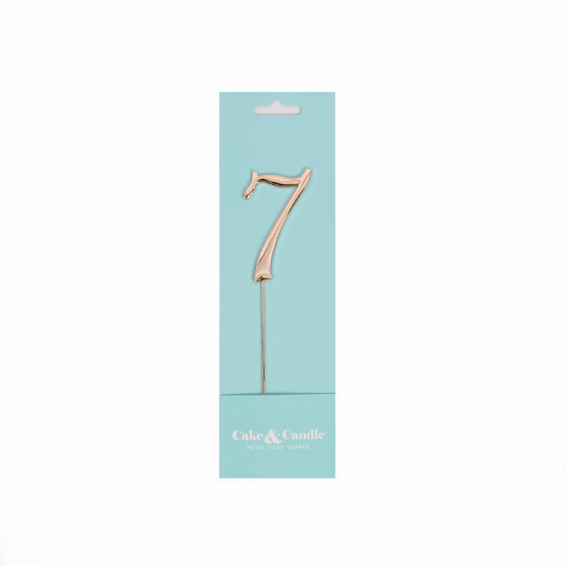 Number 7 ROSE GOLD Metal Cake Topper