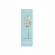 Number 3 Rose Gold Metal Cake Topper