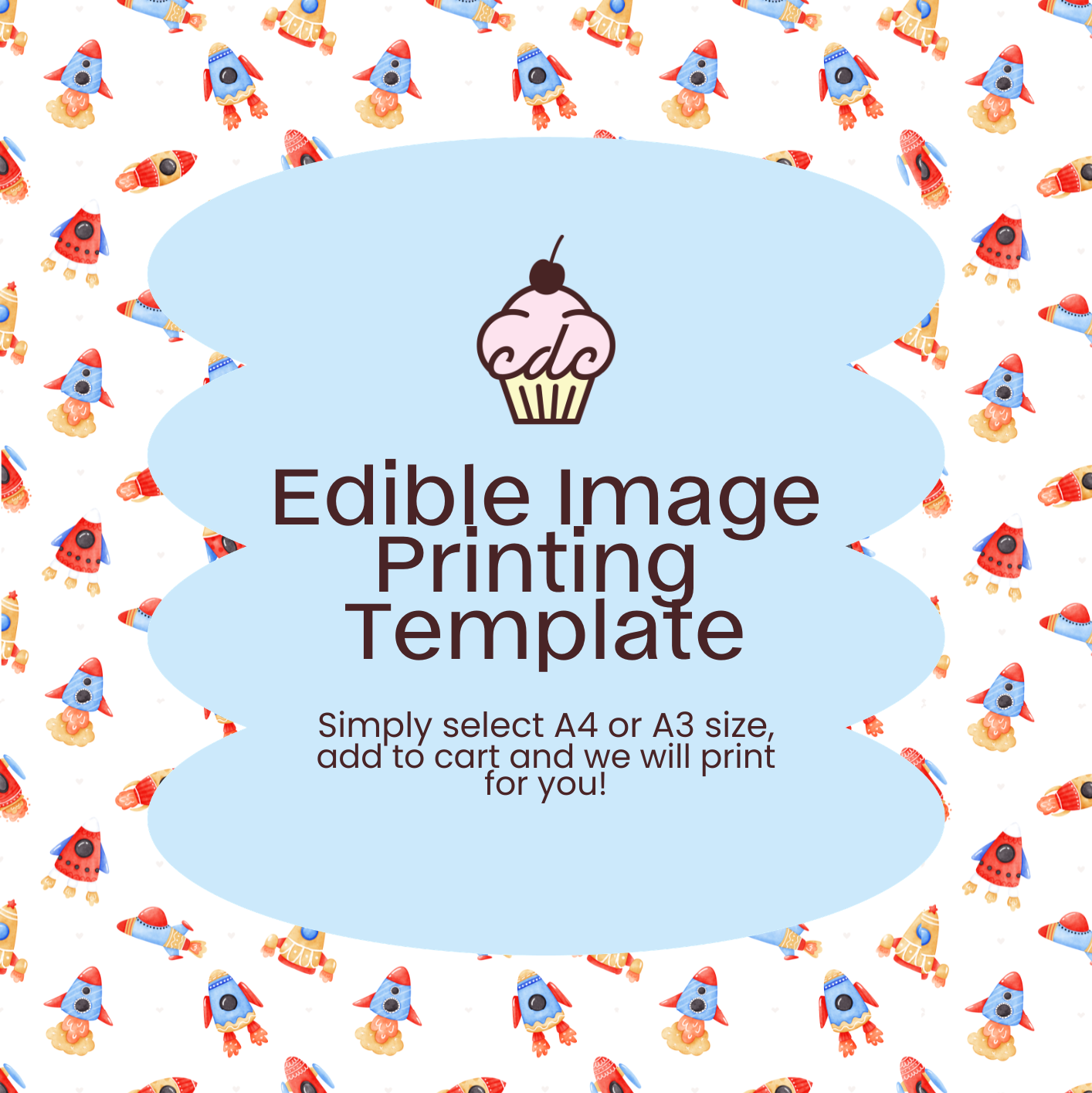 Rocketship Edible Image Template