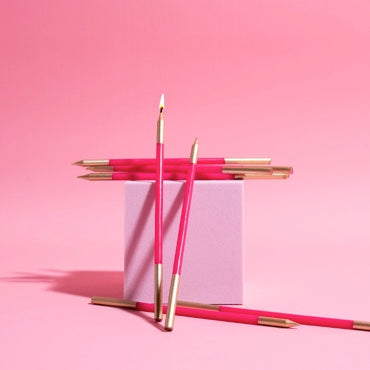 Hot Pink Gold Dipped 15cm Candles 12 Pack