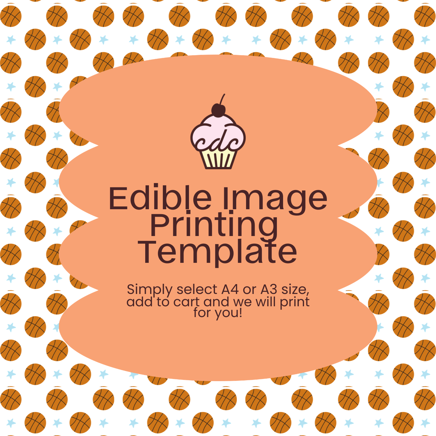 Basketball Stars Edible Image Template