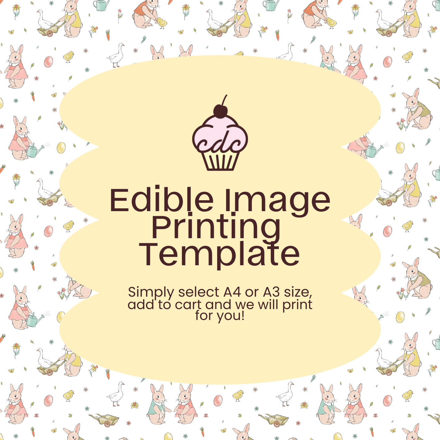 Watercolour Rabbit Edible Image Template
