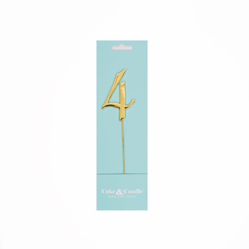 Number 4 GOLD Metal Cake Topper