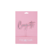 Congrats Silver + Opaque Layered Cake Topper