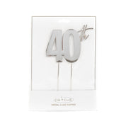 40th Silver Metal Cake Topper