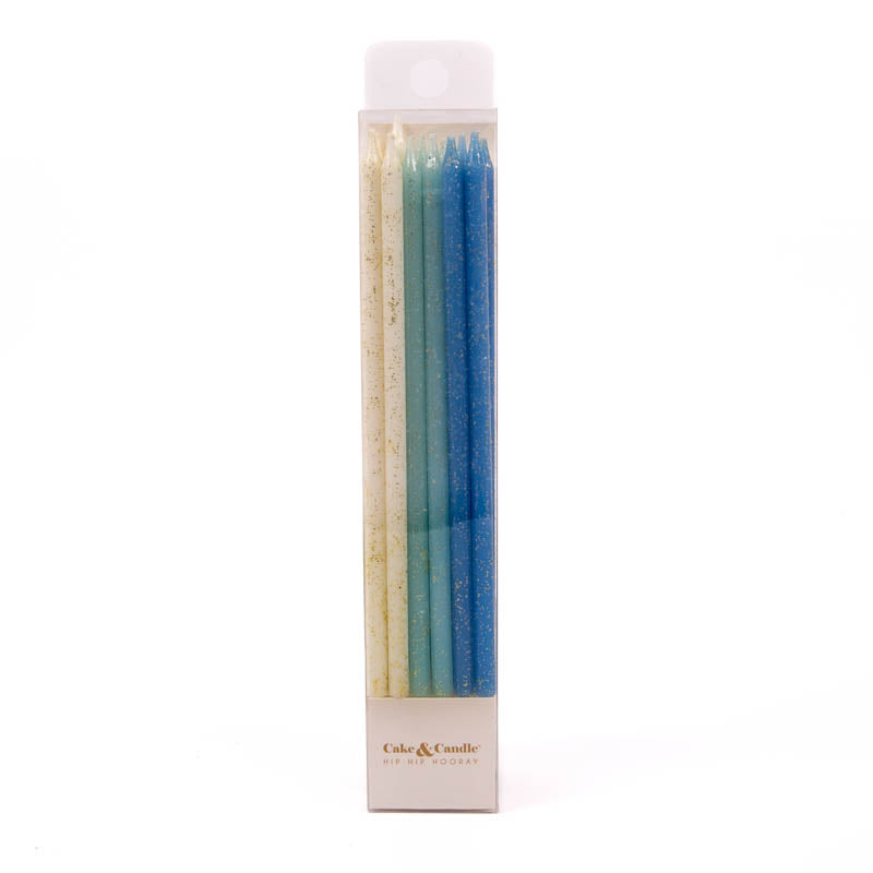 Blue Glitter Candle 12 Pack