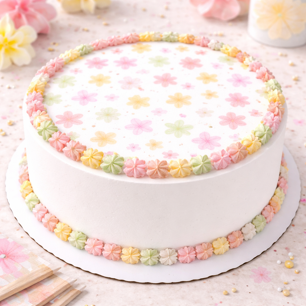 Tropical Flowers Pattern Edible Image Template